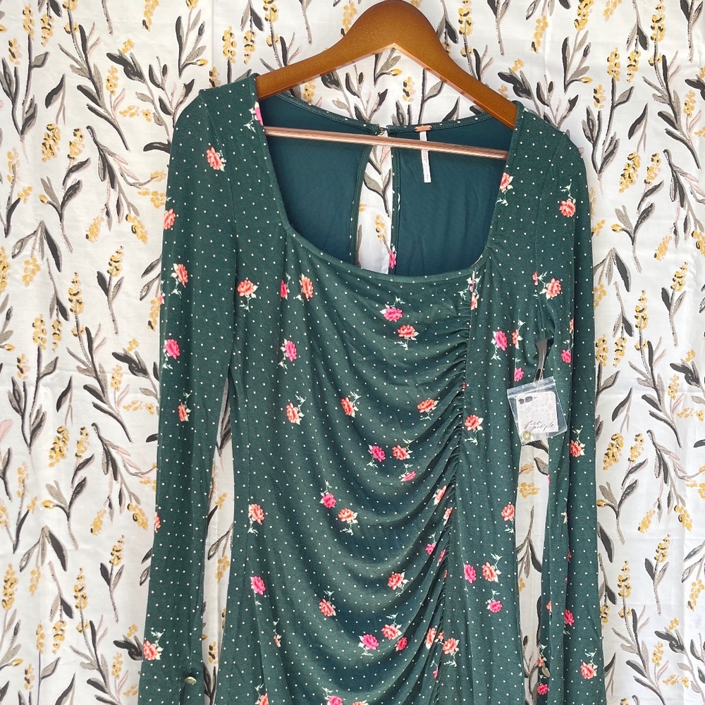 Free People Emerald Floral Mini Dress